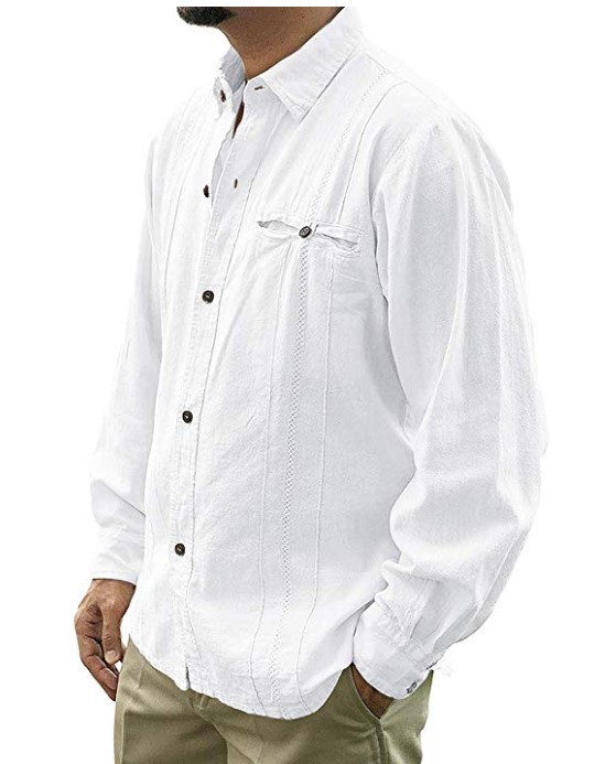 Solid color long sleeve linen cardigan shirt