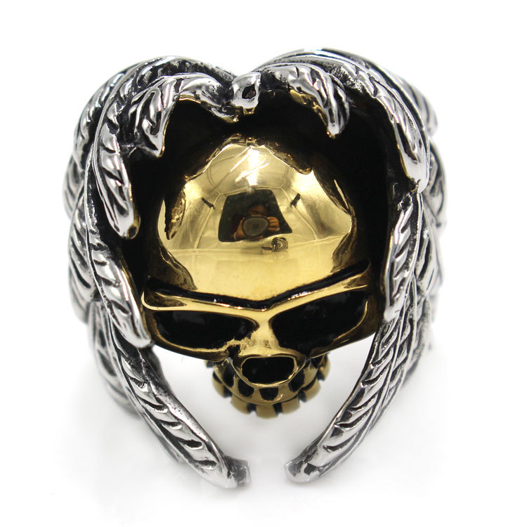 Vintage Titanium Steel Feather Ghost Head Ring