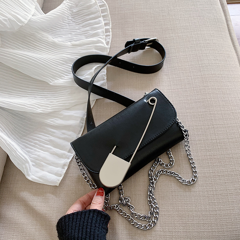 Chain crossbody bag shoulder chest bag waist bag Black - Shop at LoveMi