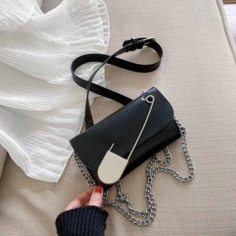 Chain crossbody bag shoulder chest bag waist bag - Black