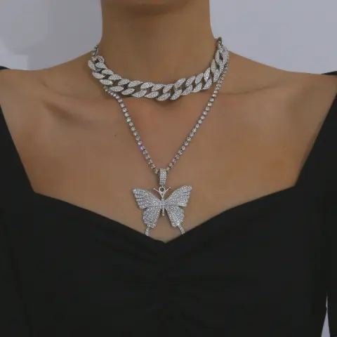 Necklace with Diamond Butterfly