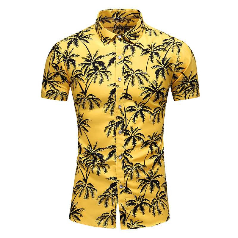 New men's fashion slim size printed short sleeve shirt