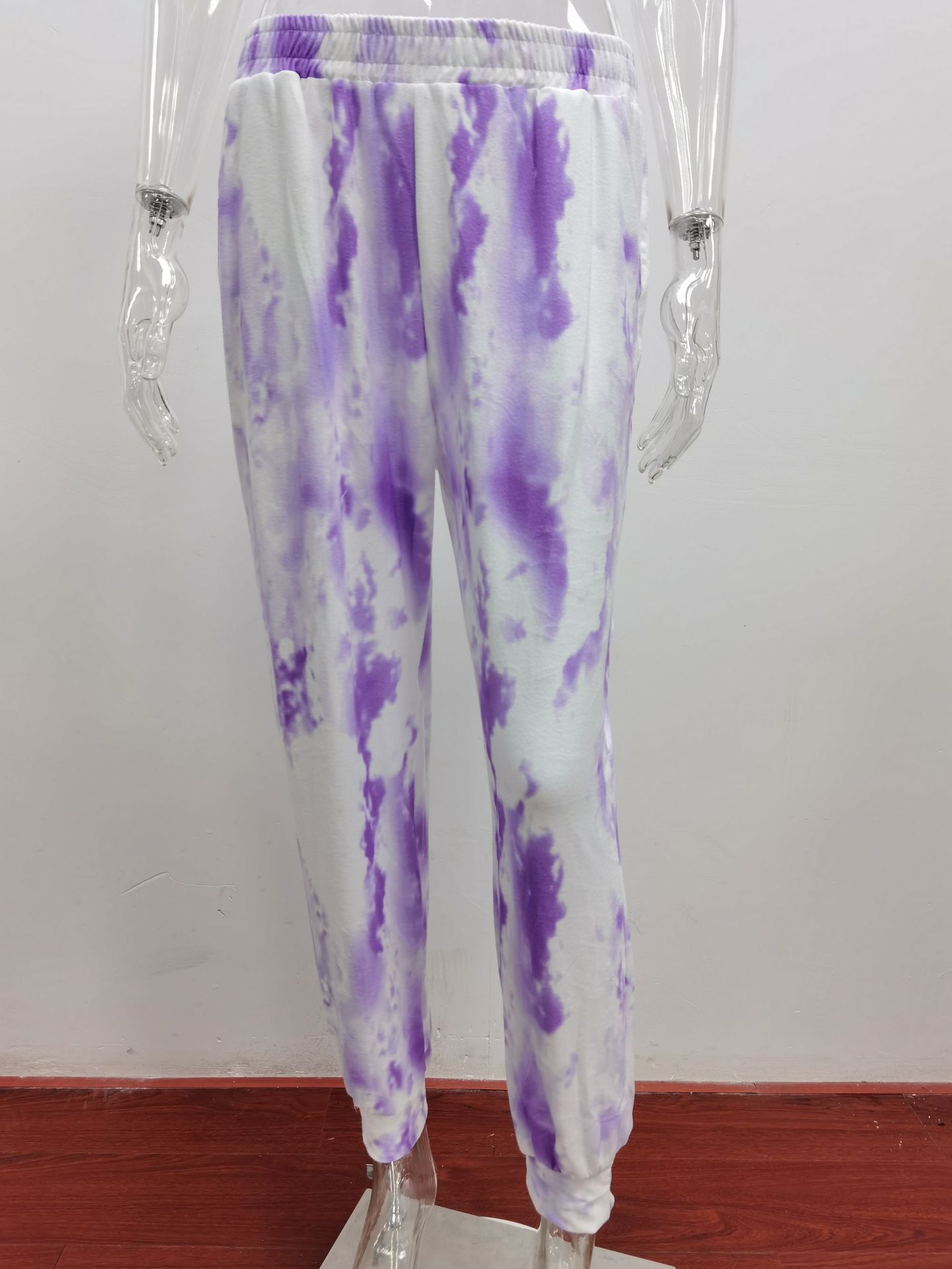 Elasticated high waist rainbow color slim casual pants