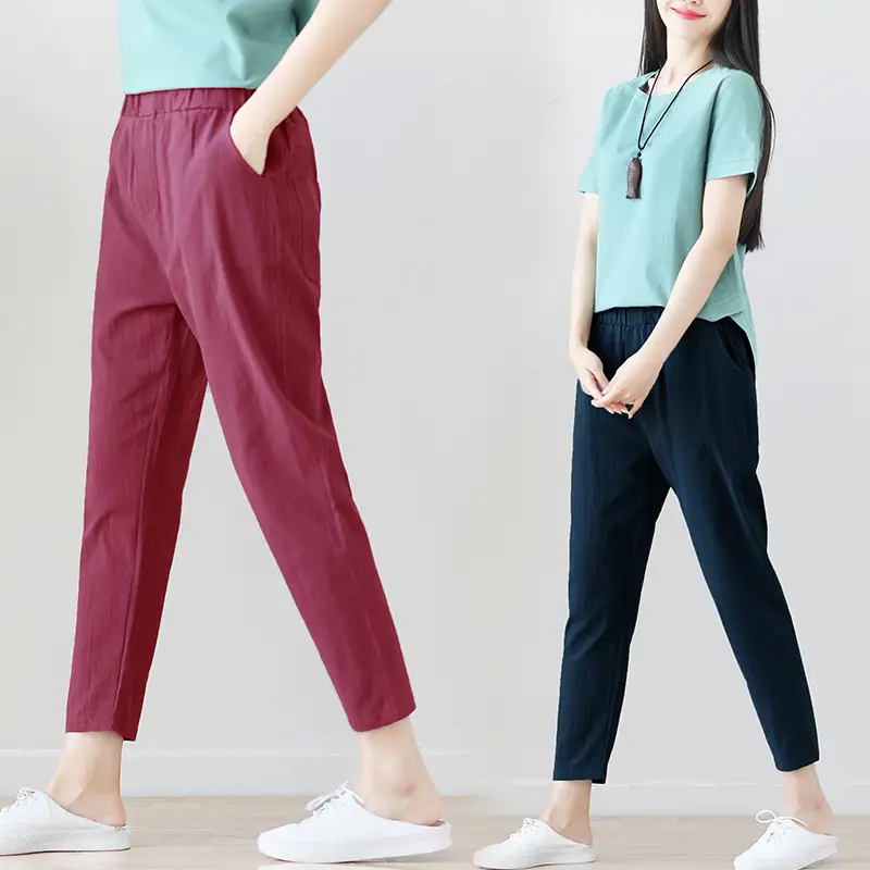Literary cotton and linen trousers