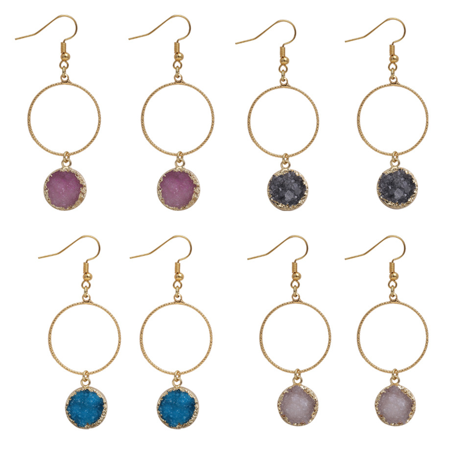 Natural stone Crystal Cluster Earrings