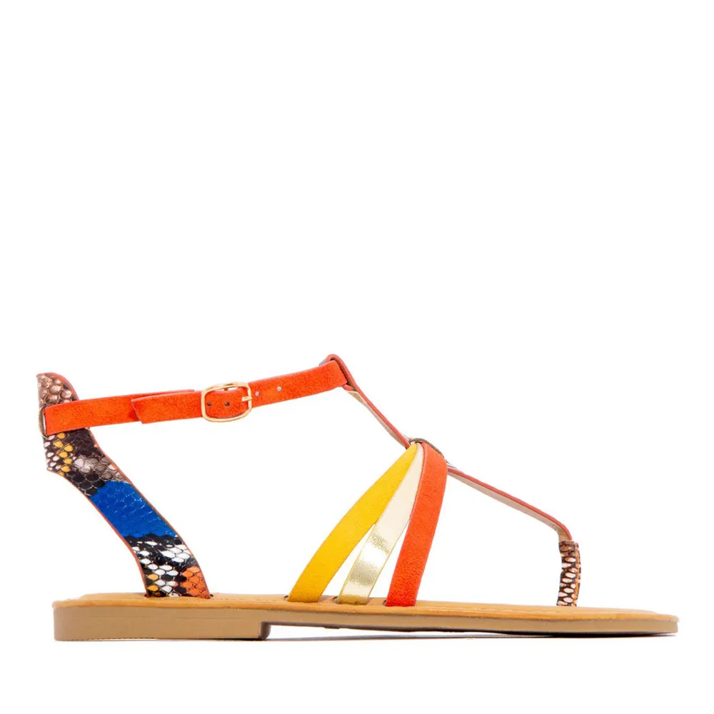 Leopard stitching binding sandals - Leopard