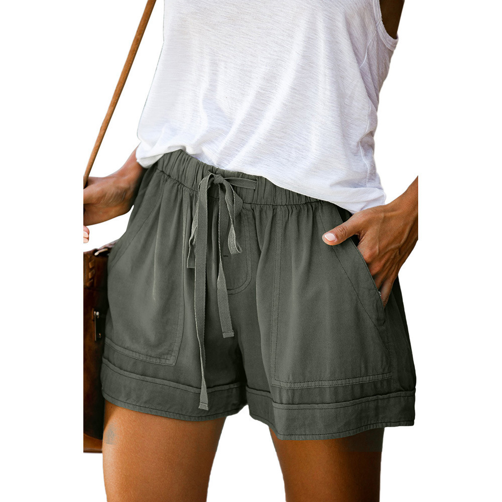 Womens Wide Leg Loose Drawstring Waist Elastic Lace-up Shorts Sports Workout Gym - Picture 7 of 9