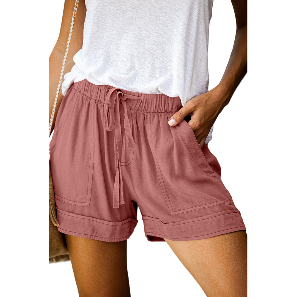Womens Wide Leg Loose Drawstring Waist Elastic Lace-up Shorts Sports Workout Gym - Picture 9 of 9