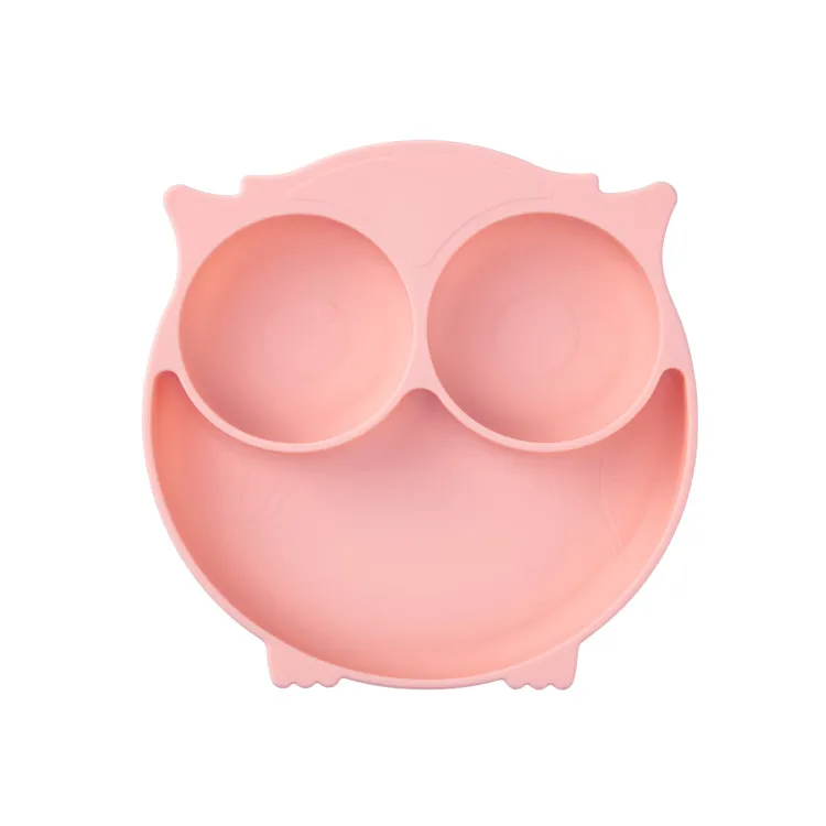 Children Owl Silicone Dinner Plate - Pink