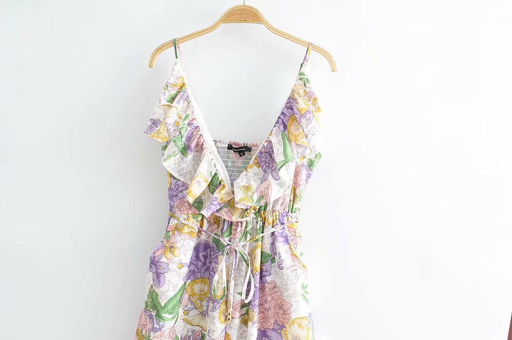 Ruffled printed camisole jumpsuit