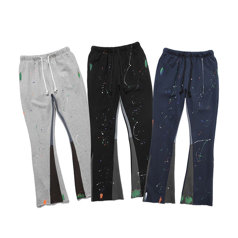 Splash ink color stitching casual pants