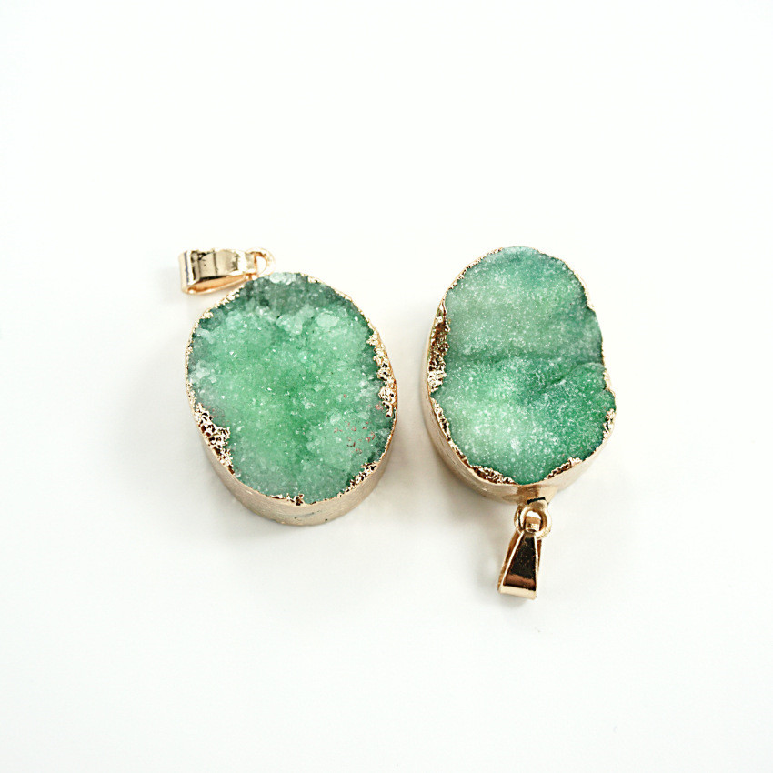 Natural stone crystal gilt pendant Green - Shop at LoveMi