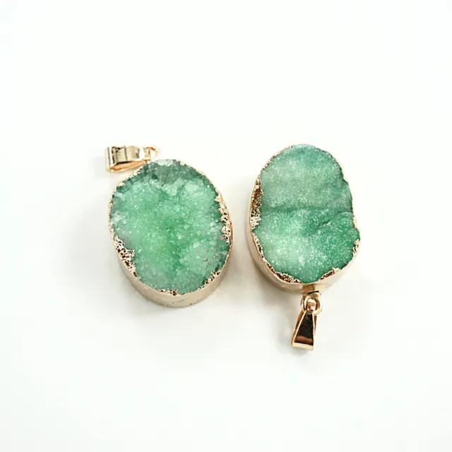 Natural stone crystal gilt pendant Green - Shop at LoveMi
