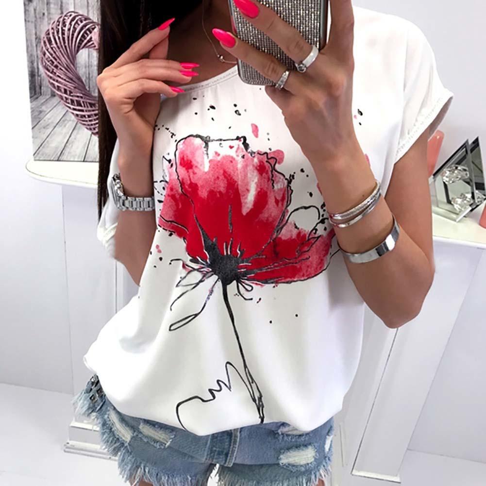 European and American ladies floral print top