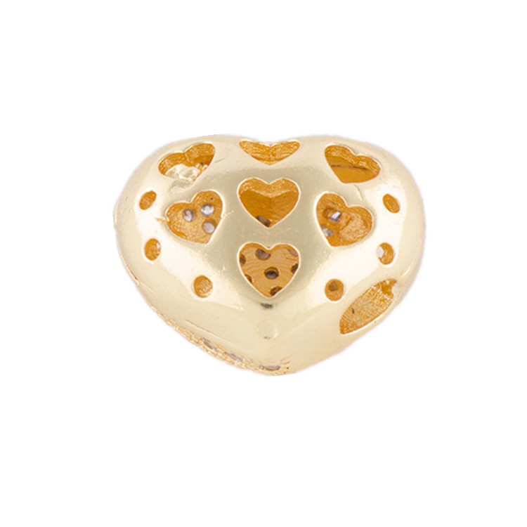 Micro-set zircon heart-shaped perforated beads