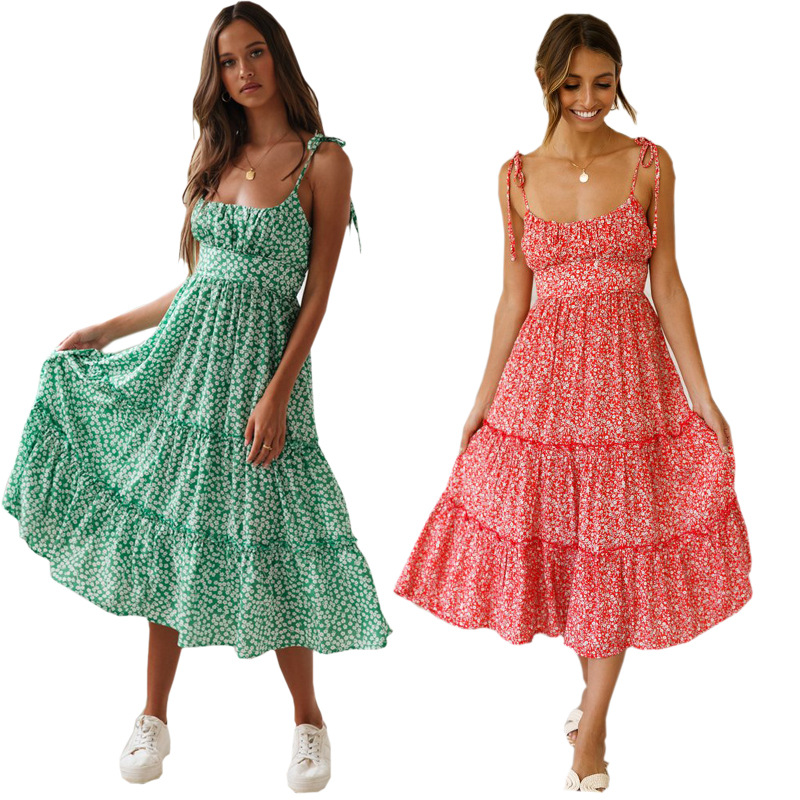 Summer Vintage Print Halter Dress