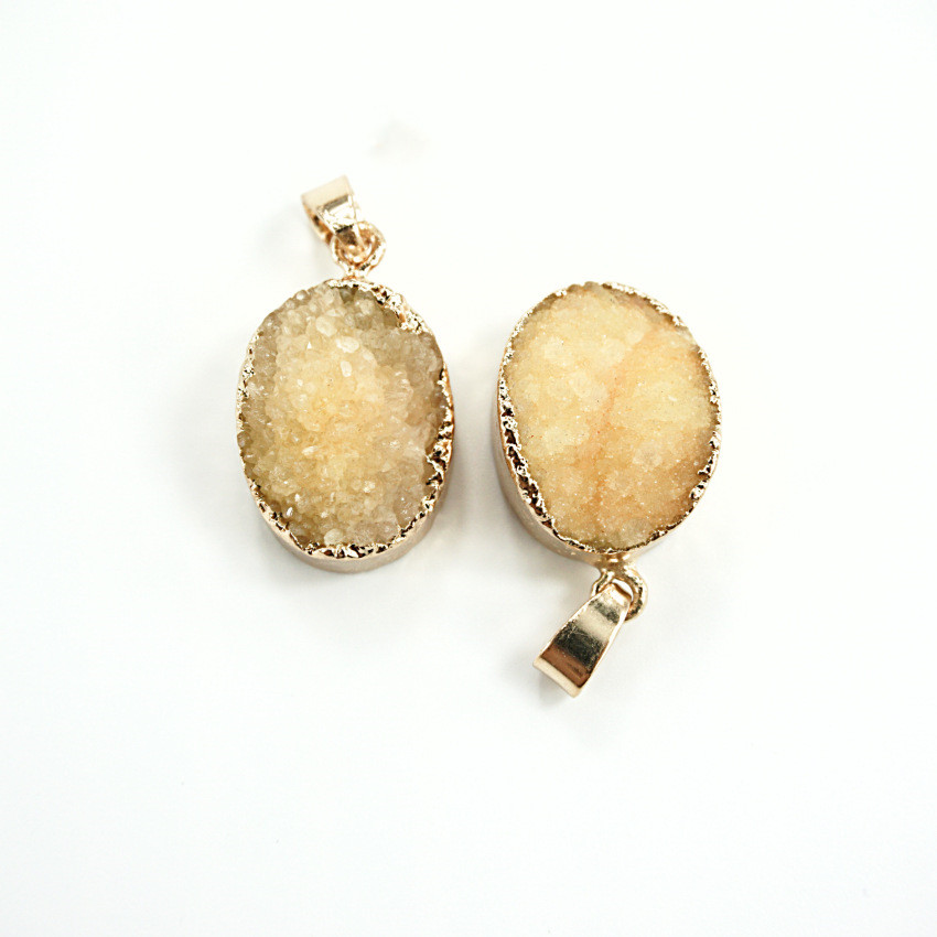 Natural stone crystal gilt pendant Yellow - Shop at LoveMi
