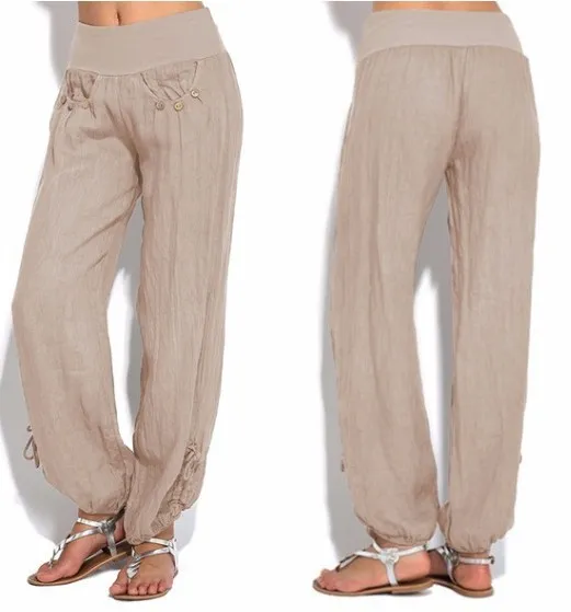Buttoned casual wide leg trousers Apricot - Shop at LoveMi