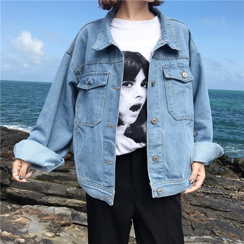 Long sleeve single breasted denim jacket