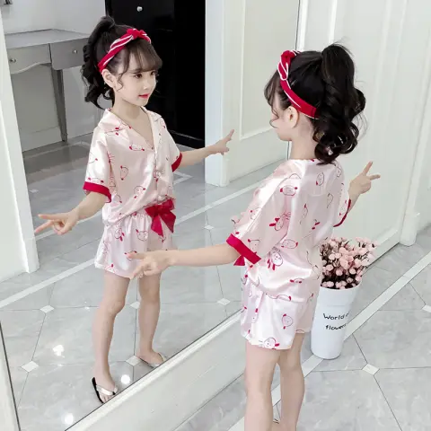 Girls Summer Cartoon Pajamas Set