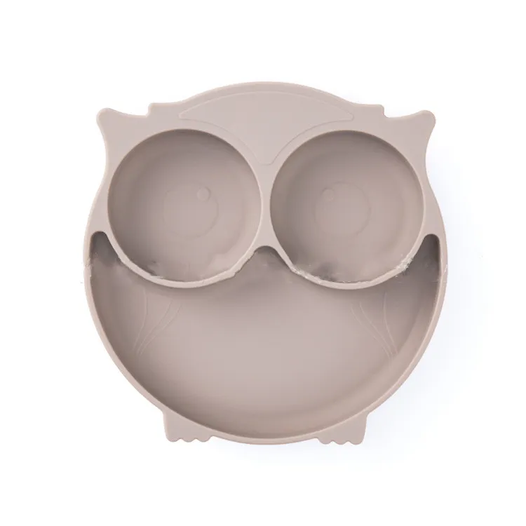 Children Owl Silicone Dinner Plate - Grey