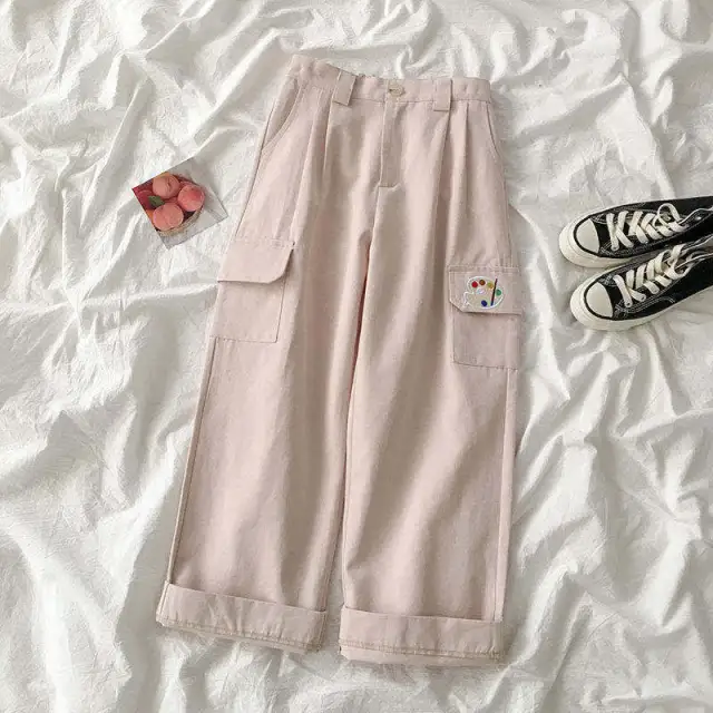 High waist wide leg cropped pants Beige - Shop at LoveMi