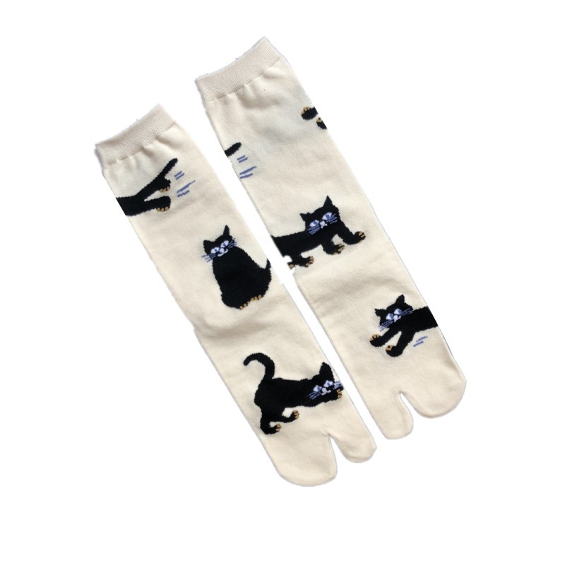 Women's split toe jacquard socks