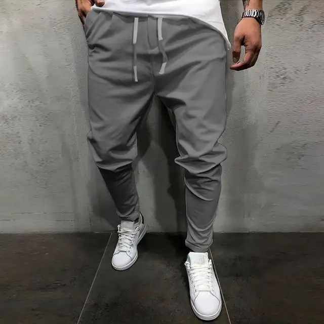 Men's Pants Solid Color Cropped with Elastic Band