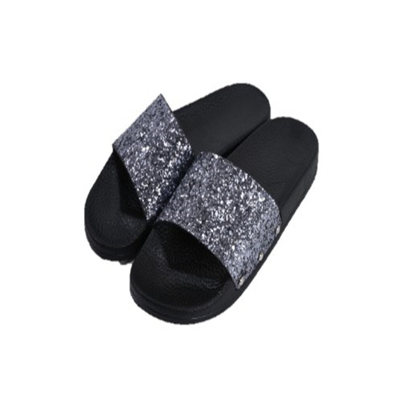Studded sequin slippers