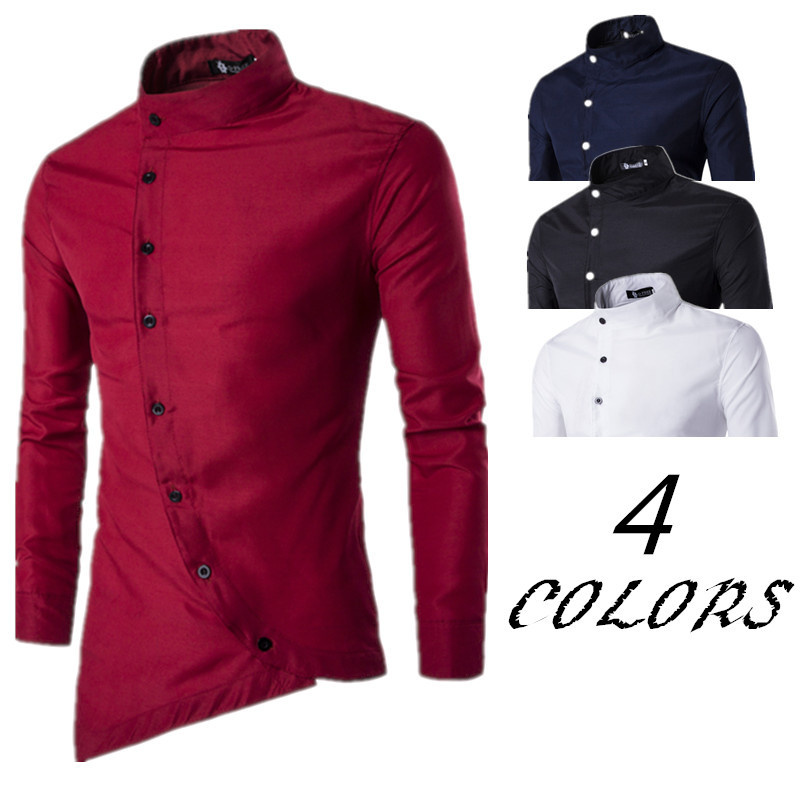 Long sleeve shirt with diagonal placket