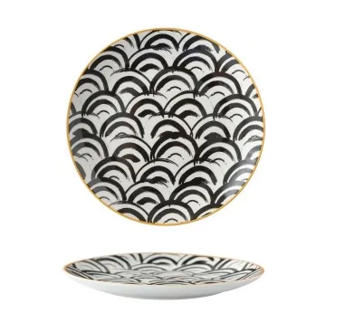 8 inch Nordic Style Geometric Series Ceramic Breakfast Plate Western Steak Flat Dish Plate Fruit Plate Decoration Hanging Plate - Shop at LoveMi