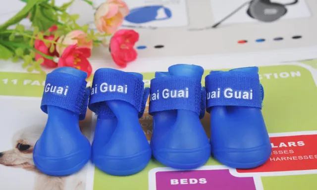 Soft Non slip Wear resistant Silicone Pet Rain Boots Royal Blue - Shop at LoveMi