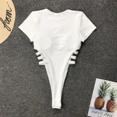 One-piece swimsuit snake pattern one-piece bikini - White - View 1