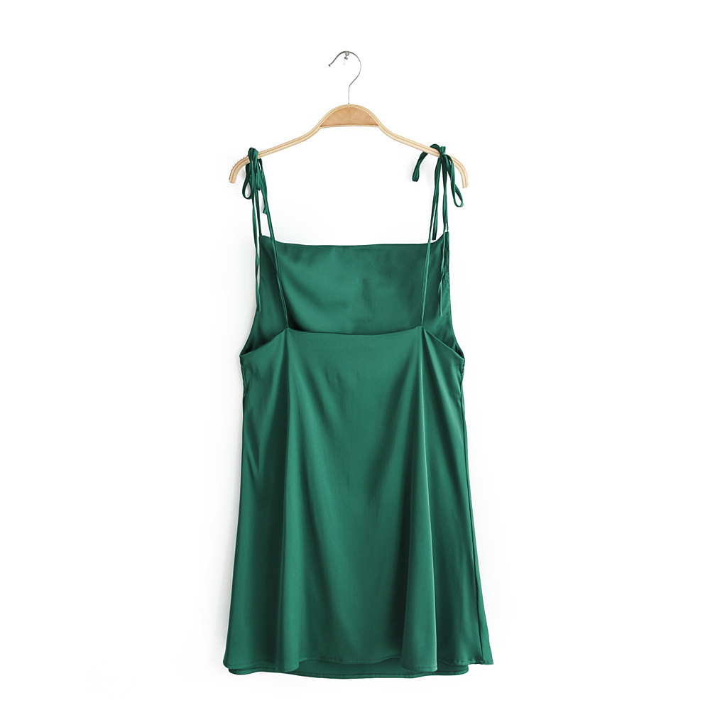 Ladies dark green sexy backless camisole skirt