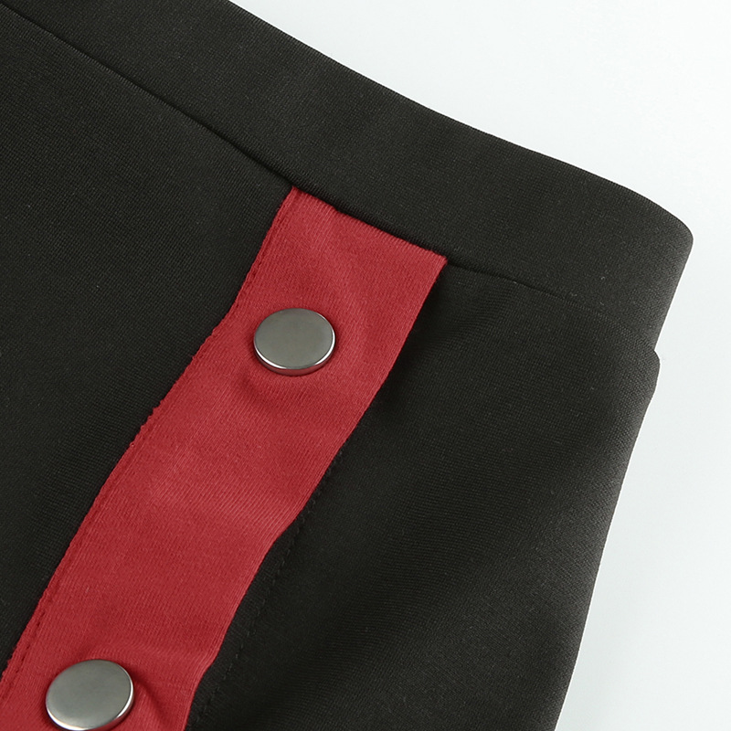 Contrast slit four-button buckle skirt skirt female