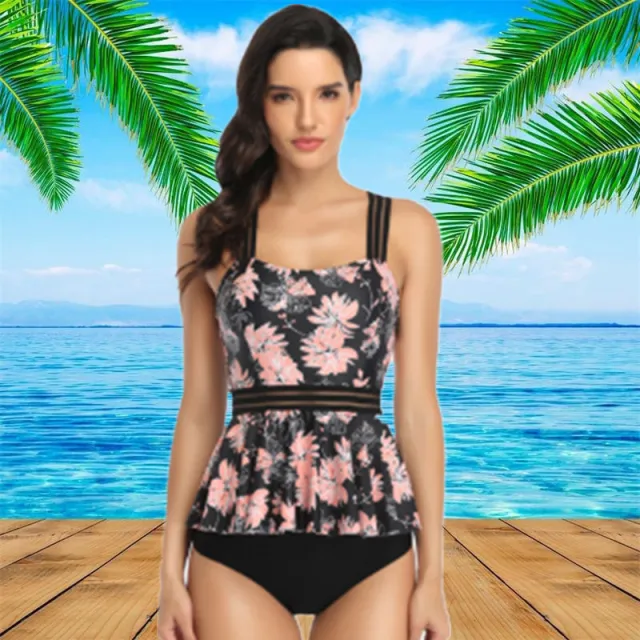 Skirt style split swimsuit female digital printing Black - Shop at LoveMi