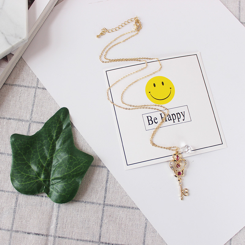 Space Time Key Transparent Pendant Necklace