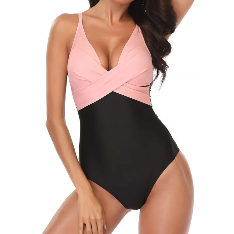 Sexy bikini with tight print suspenders - Pink