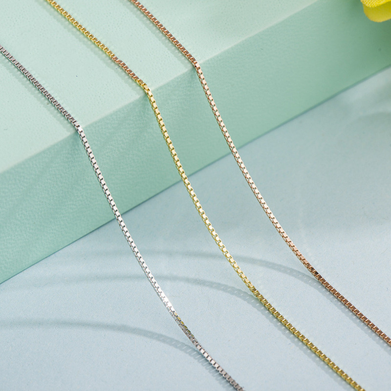 Pure silver box baby chain necklace