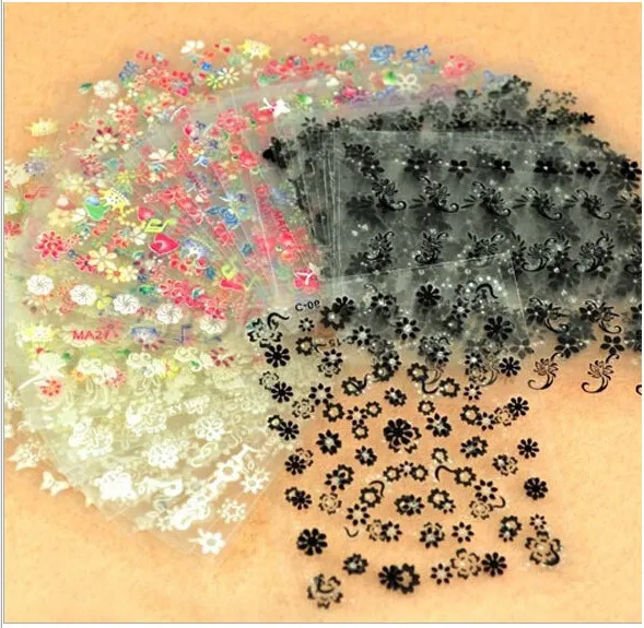 Back glue nail Applique - White Flower X10