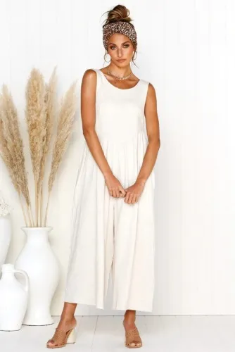 Explosion solid color vest jumpsuit White - Shop at LoveMi