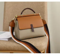 Genuine leather crossbody bag - Brown - View 1