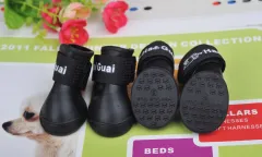 Soft Non-slip Wear-resistant Silicone Pet Rain Boots - Black - View 1