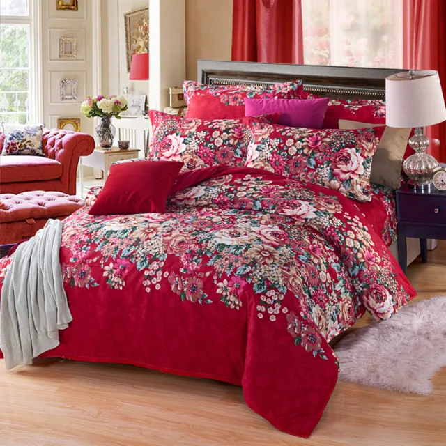 Four piece set of printed thickened brushed sheets - Shop at LoveMi