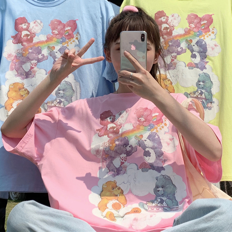 Rainbow bear print short sleeve