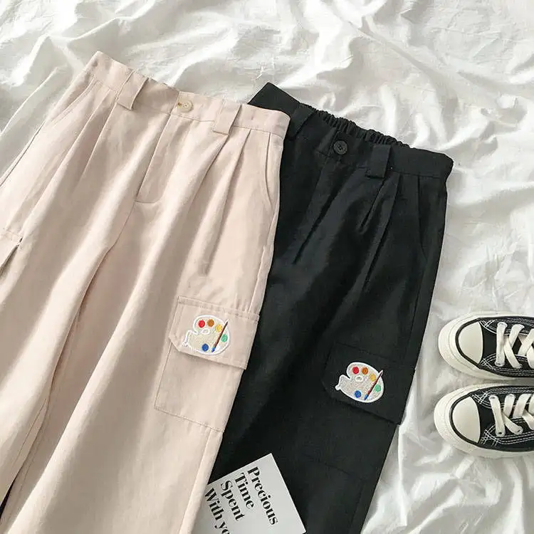 High waist wide leg cropped pants