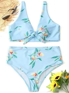 Bikini knotted double-sided swimsuit - Blue - View 1