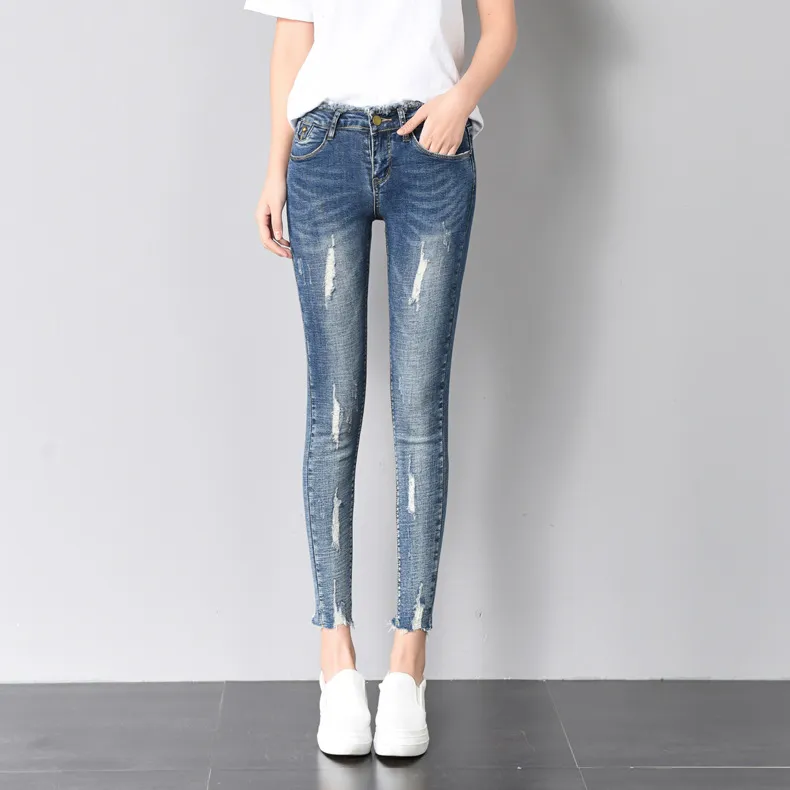 Slim nine-point pants - Blue