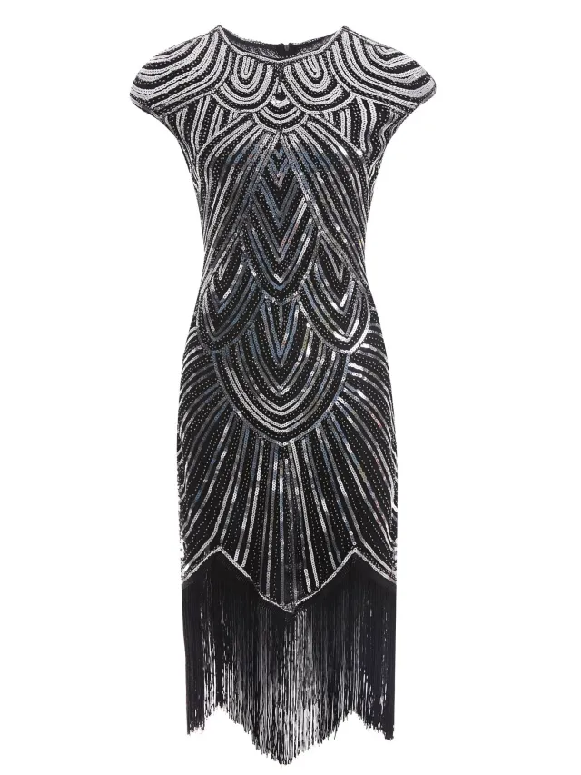 Fringed braid sequin dress Silver - Shop at LoveMi