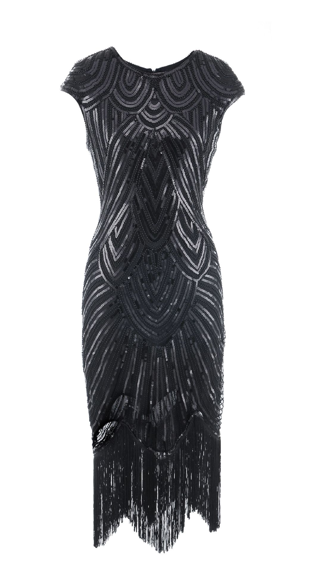 Fringed braid sequin dress Pure Black - Shop at LoveMi